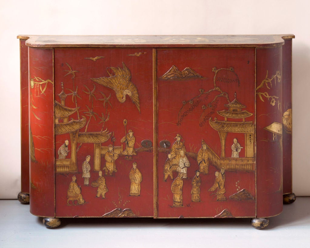 Red and black chinoiserie buffet
