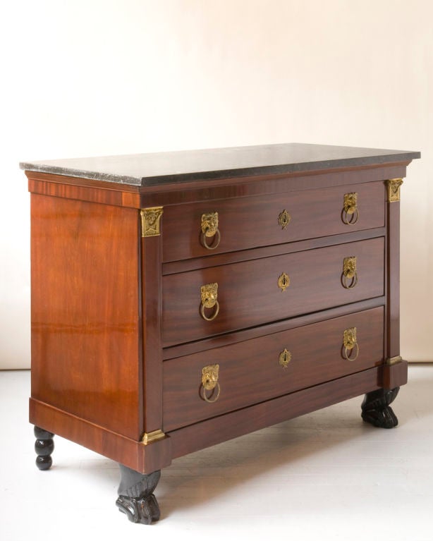 Empire period 3 drawer mahogany commode