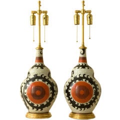Pair of bottle shaped cloisonne vases