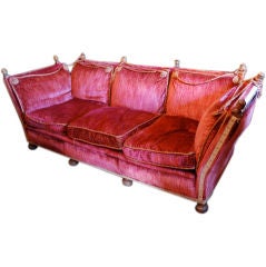 Antique Beautiful Knole Sofa Red Silk Velvet