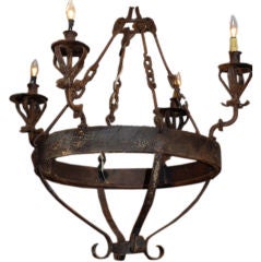 Mexican Spanish Style Wrought Iron Chandelier