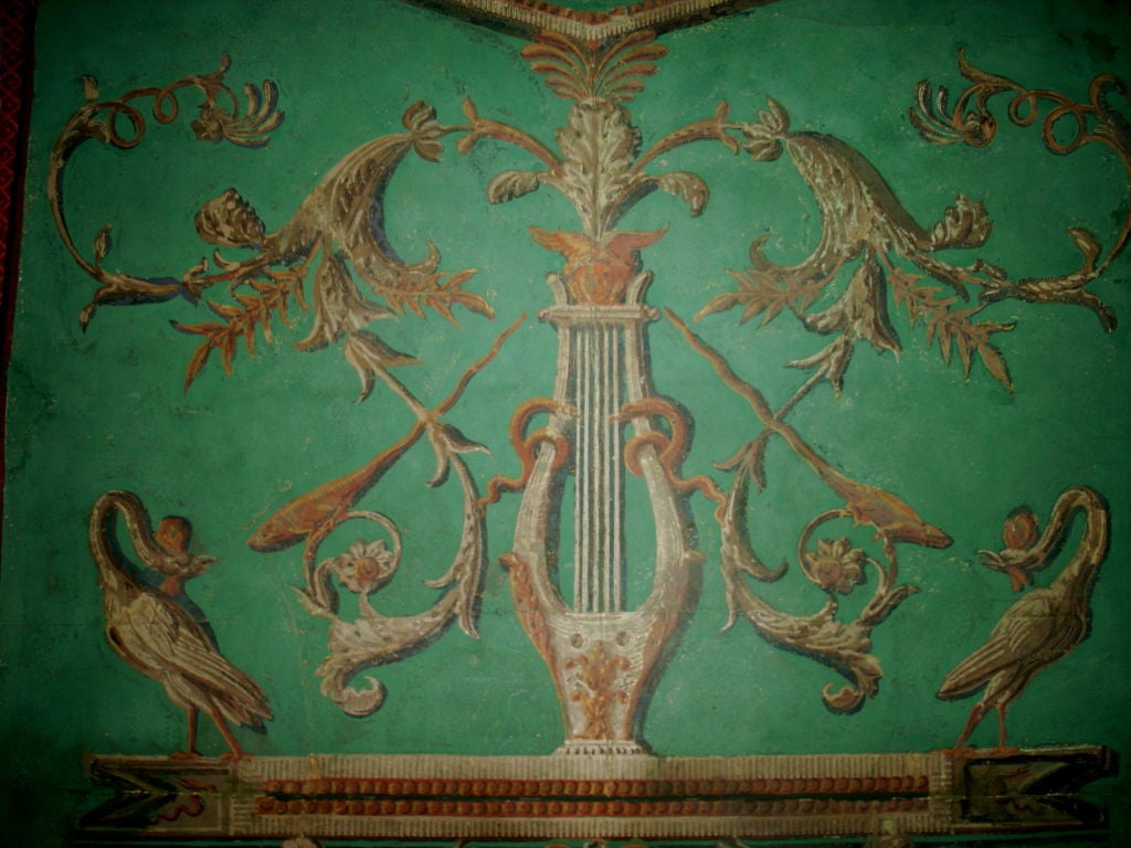 18th Century and Earlier Rare Pair 18th Century Painted Wallpaper Panels