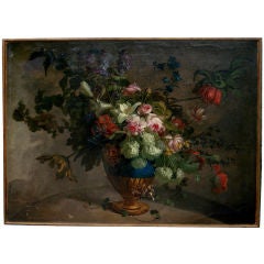 Large 18th Century Dutch Still Life of Flowers in a Vase