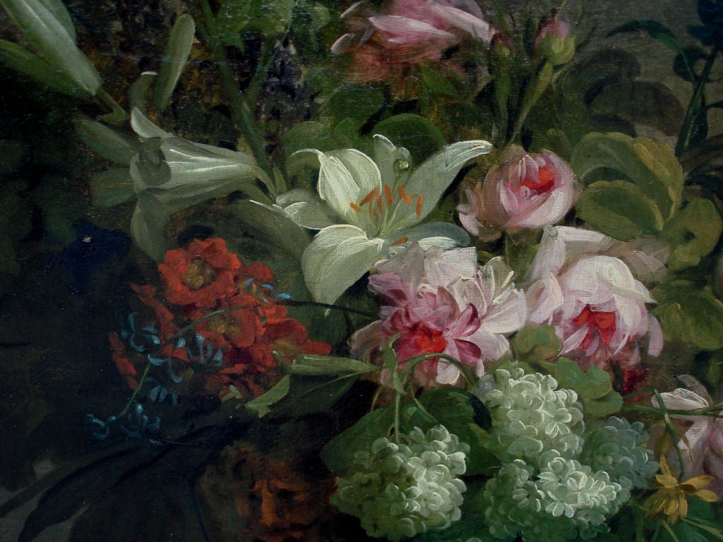 Large 18th Century Dutch Still Life of Flowers in a Vase 1