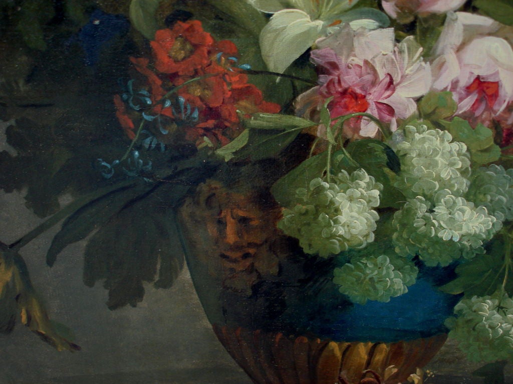Canvas Large 18th Century Dutch Still Life of Flowers in a Vase
