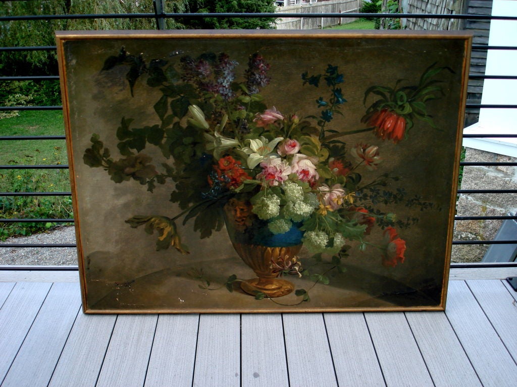18th Century and Earlier Large 18th Century Dutch Still Life of Flowers in a Vase