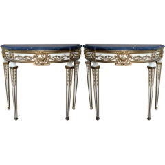 Pair of Neoclassical Style Demilune Console Tables