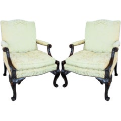 PAIR OF LARGE CHIPPENDALE ARMCHAIRS IN MANNER OF GILES GRENDLEY