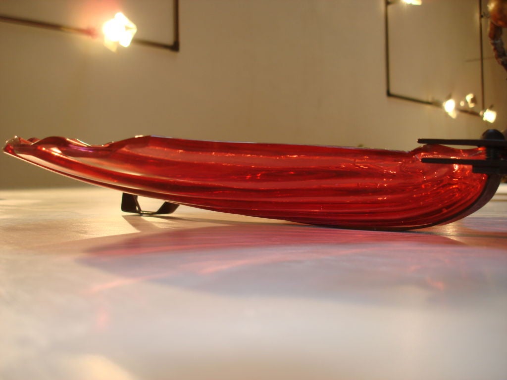 19th Century Pair of Magnificent Cranberry Glass Shell Form Wall Sconces