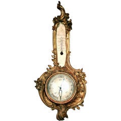 Period Louis XV Carved and Giltwood Barometer