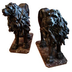 Two Large Fellini Style Lions