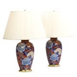 Antique A PAIR OF IMARI VASES MOUNTED AS LAMPS