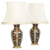 A PAIR OF JAPANESE VASES AS LAMPS