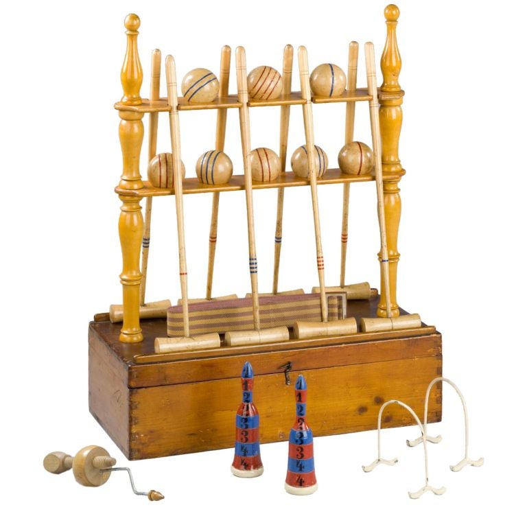 A TABLE CROQUET SET