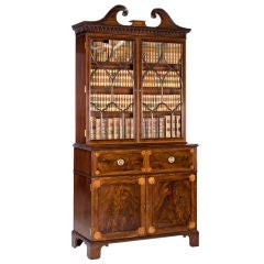 A GEORGE III MAHOGANY BUREAU BOOKCASE