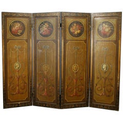 French 4-Panel Painted Screen