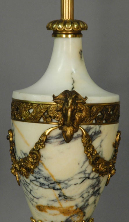Pair of Marble and Gilt Ormolu Lamps
