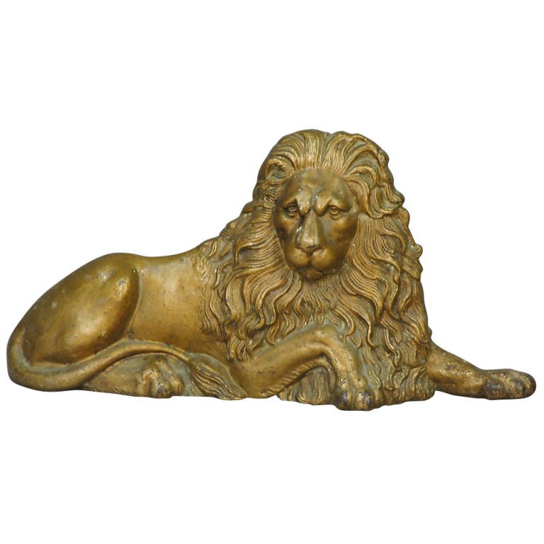 Pair of Metal and Gold Gilt Lions