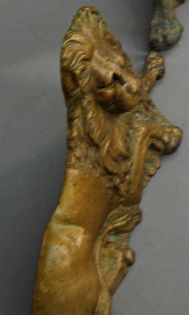 Pair of Metal and Gold Gilt Lions 1