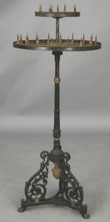 French Metal Church Altar Candle Stand, c. 1850