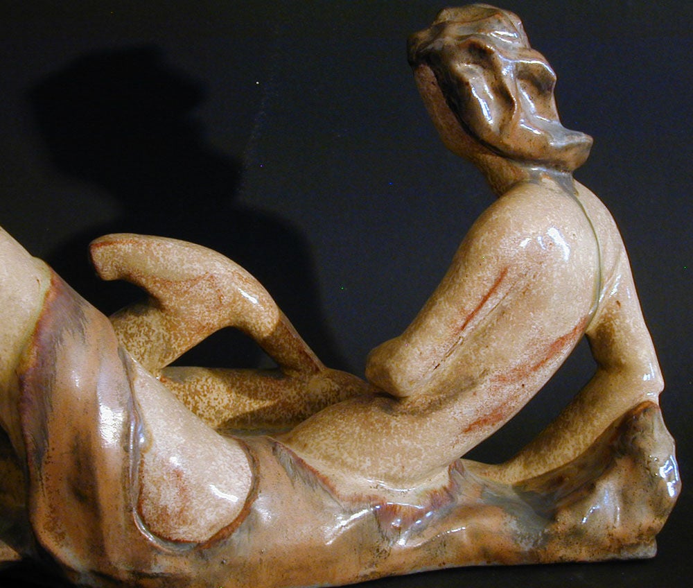 Art-Déco-Keramikskulptur „Diana mit Hirsch“ im Zustand „Hervorragend“ im Angebot in Philadelphia, PA