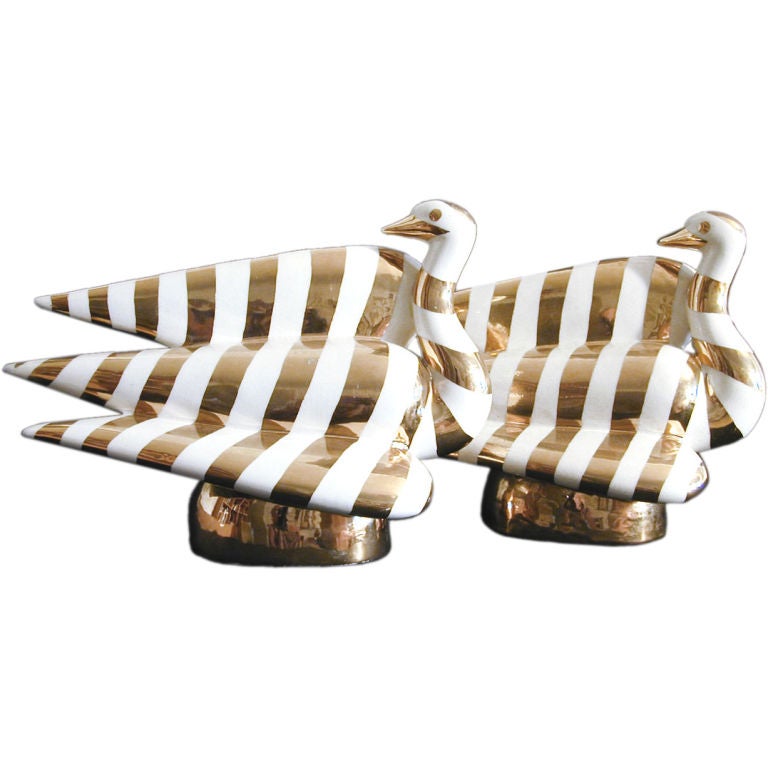 Striped Swans, rare sculptures by Waylande Gregory, 1950s