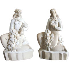 "Peace and Plenty, " Rare Pair of Art Deco Sculptures by Phoenix