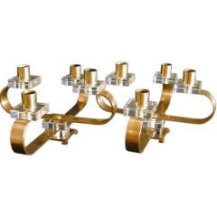 Pair of Bronze and Lucite Candelabras by Maison Jansen