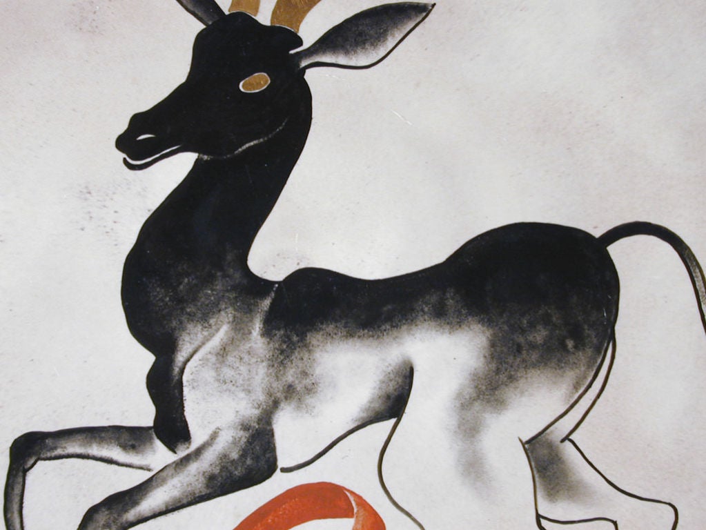 Seltene Platte aus den 1940er Jahren mit Antelope-Motiv von Cole-Merris (amerikanisch) im Angebot