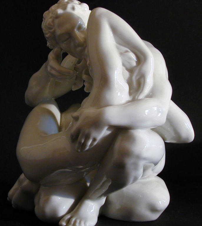 Mid-20th Century Embracing Couple:  Rare Porcelain by Dahl-Jensen