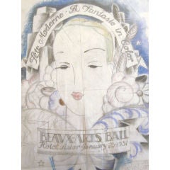 Drawing for Beaux-Arts Ball Poster, Astor Hotel, 1931
