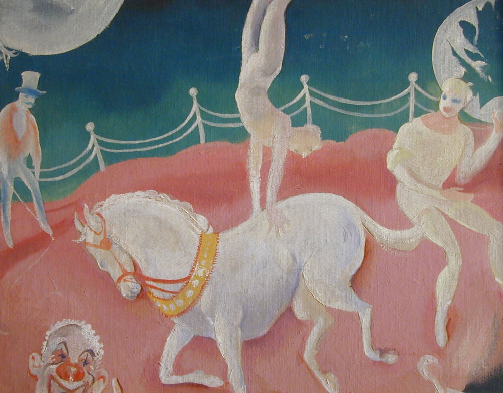 Mid-20th Century Circus, a Preparatory Painting for Murals at Carlyle Hotel