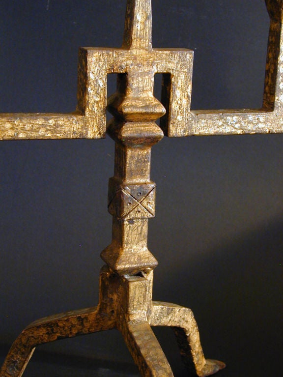 Gilded iron candlestick in the manner of Frank and Giacometti