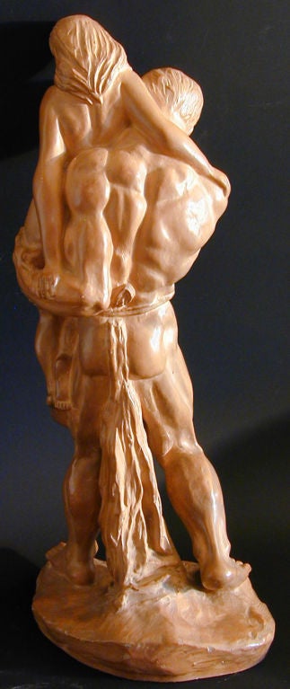 Terra Cotta Nude Male Holding Female