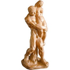 Terra Cotta Nude Male Holding Female