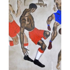 "Soccer Match" Drawing with Gouache by Art Young