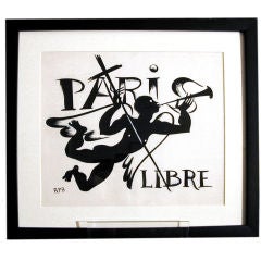 "Paris Libre, " ink drawing by Raoul Pene du Bois