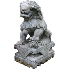 Antique A Pair of Chinese Marble Lion Dogs