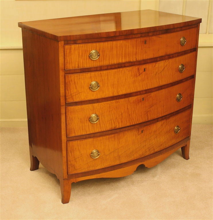 Philadelphia Tiger Maple & Cherry Bowfront Chest