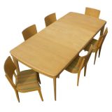 Vintage Heywood Wakefield Rectangular Dining Table And Six Chairs
