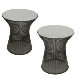 Pair Of Warren Platner Knoll Marble Side Tables/End Tables