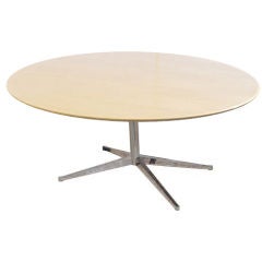 Used Florence Knoll Round Maple Dining Table Desk