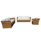 Three Piece Set Of Rattan Indoor Outdoor Furniture