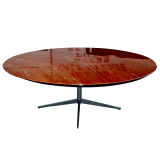 Florence Knoll Large Round Rojo Marble Dining Conference Table