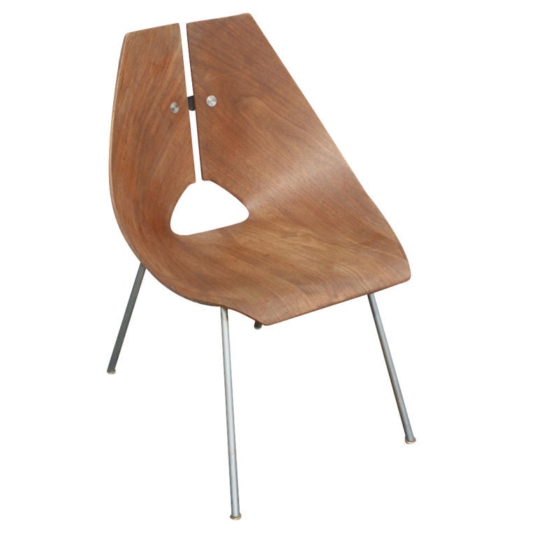 Ray Komai Molded Walnut Side Chair