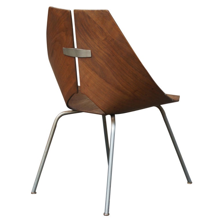 American Ray Komai Molded Walnut Side Chair