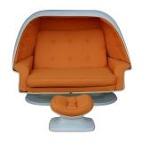 Vintage 1960's Stereo Alpha Pod Chair And Ottoman