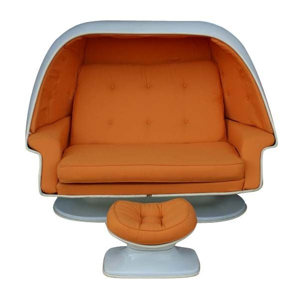 1960's Stereo Alpha Pod Chair And Ottoman
