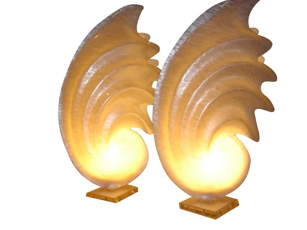 Pair Of Rougier Shell Lamps
