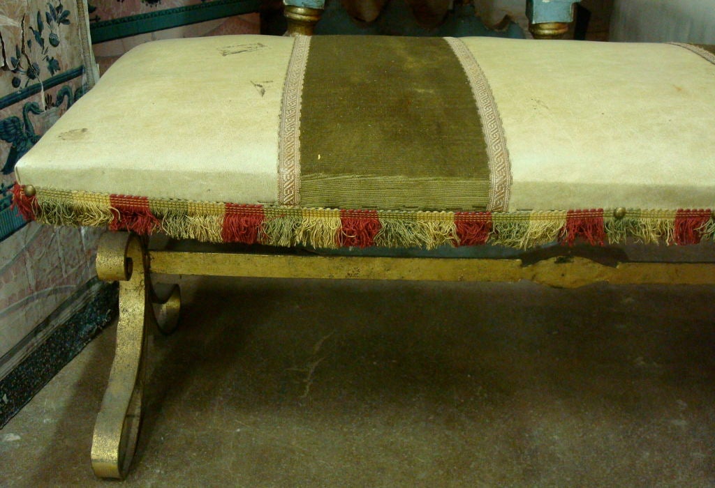 Large Gilded Iron Bench